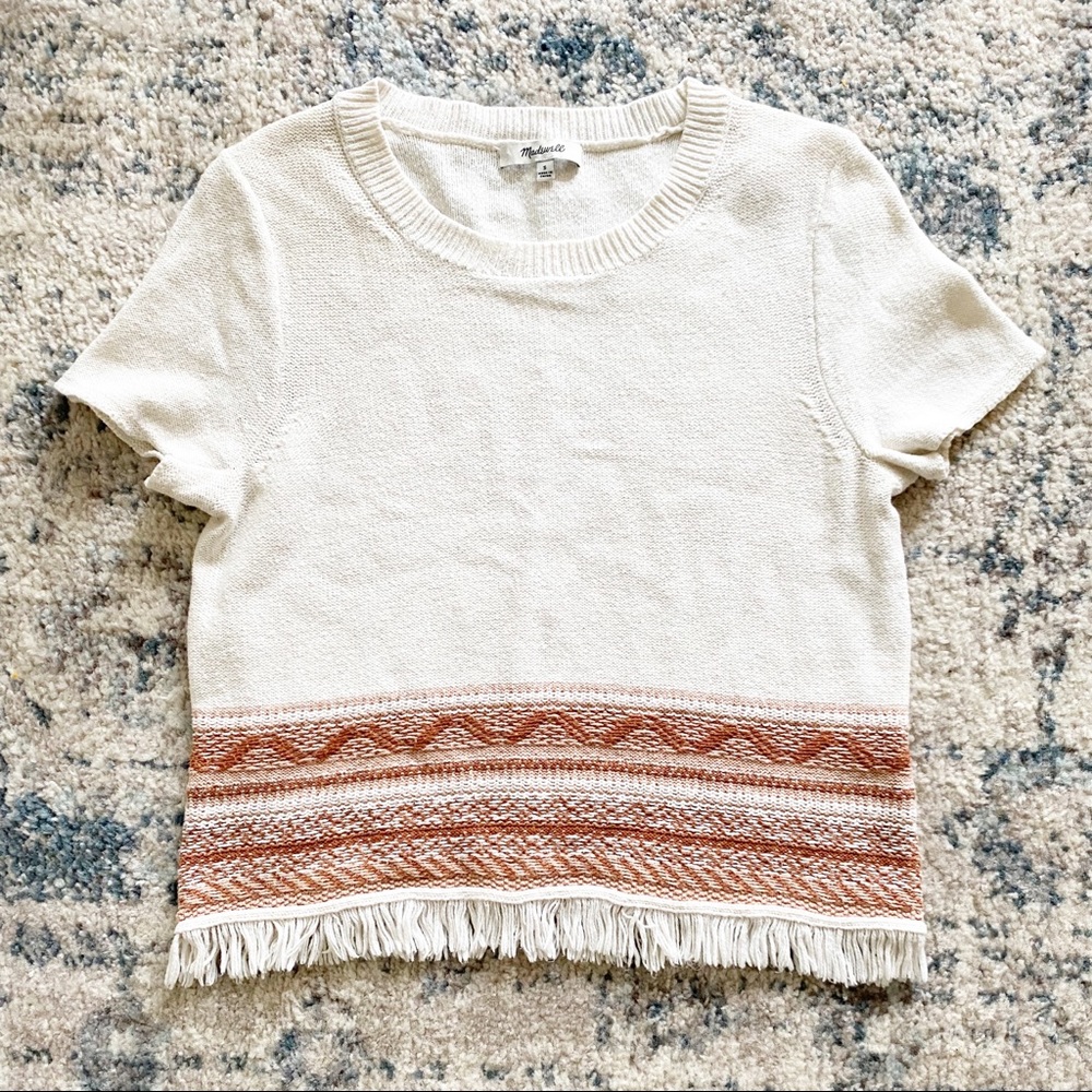 Madewell: ss knit crop top w/ fringe boho